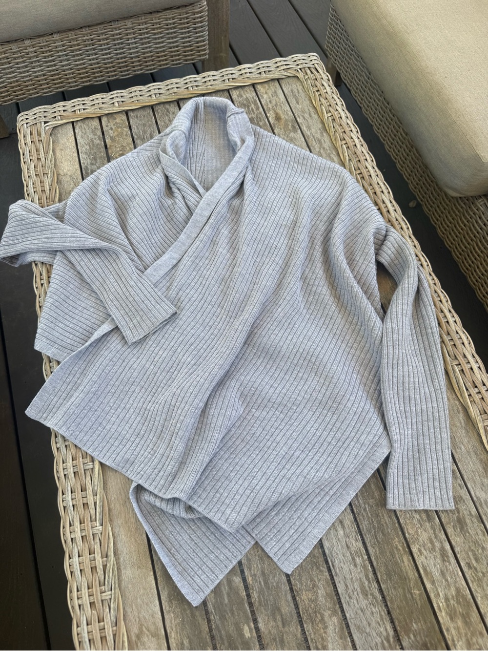 Athleta classic Light Gray Ribbed Wrap Cardigan